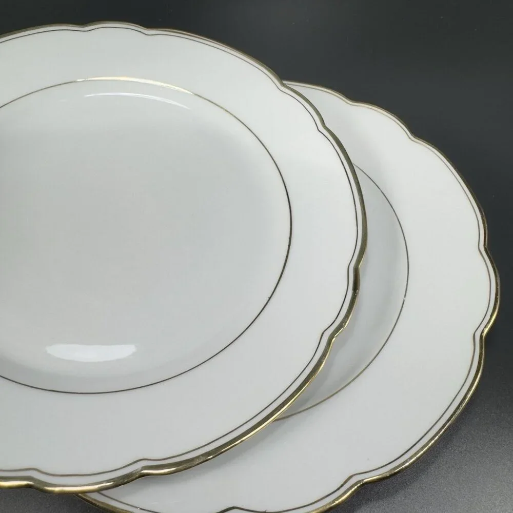 D&R W Weissen Bavaria Zeh Scherzer Germany Porcelain‎ Plate Dish Gold Trim Set 2